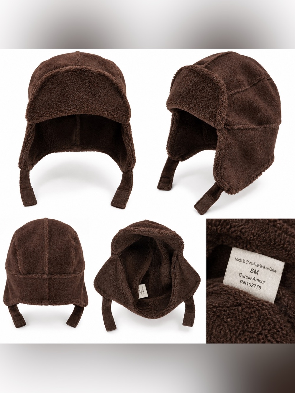 Carole Amper Brown Fleece Trapper Aviator Hat 12-24 Months